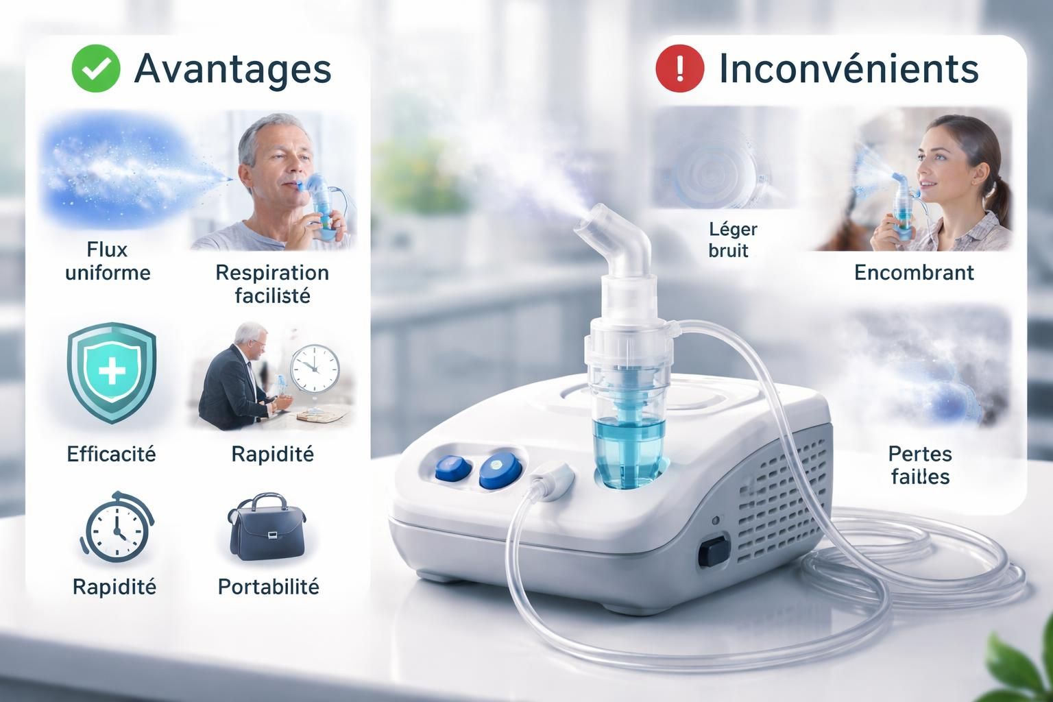 découvrez les avantages et inconvénients du nébuliseur pneumatique pour bien choisir votre appareil de traitement respiratoire.