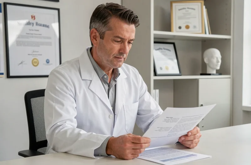 Le docteur Vincent Masson en consultation dans son cabinet de chirurgie esthétique à Neuilly-sur-Seine