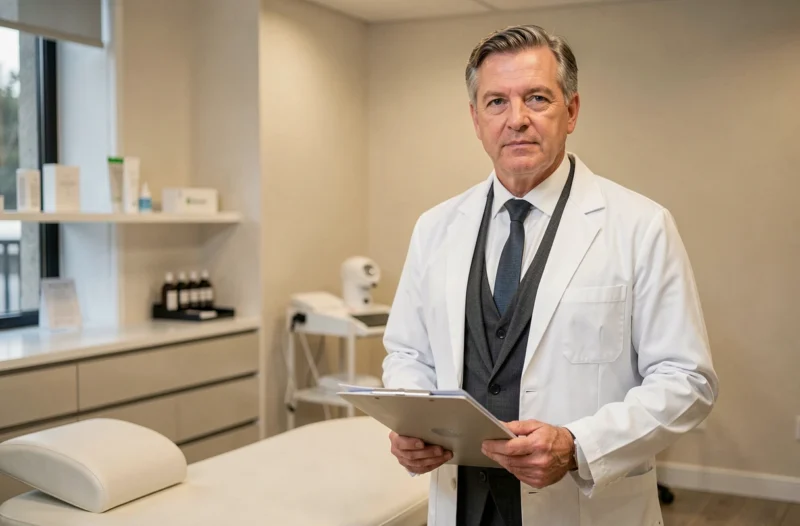 Praticien spécialiste en chirurgie esthétique dans son cabinet privé de la région parisienne ouest